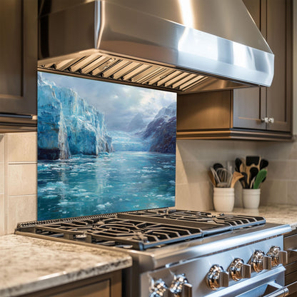Arctic Glacier Glass Kitchen Backsplash: Tempered Glass Stove Splashback