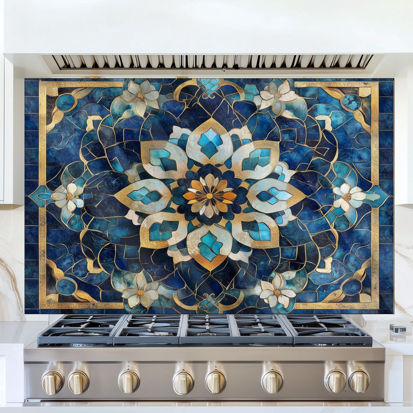 Moroccan Tempered Glass Kitchen Backsplash: Elegant Stove Wall Protection