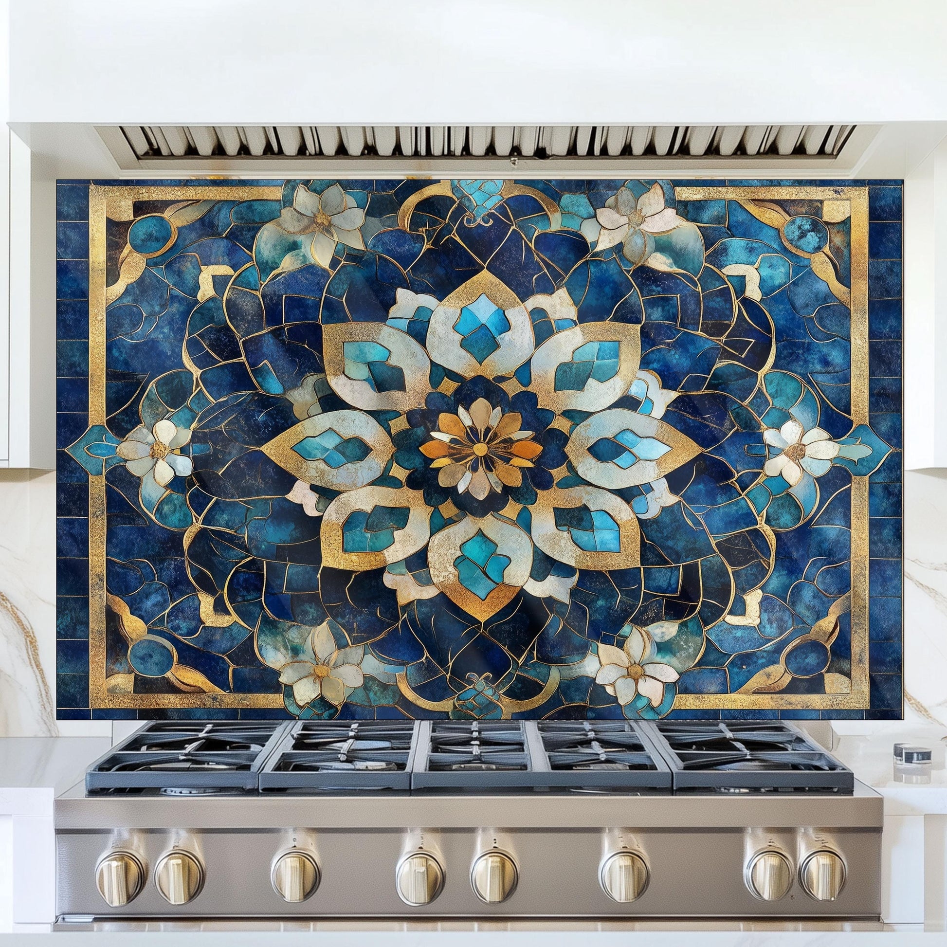 Moroccan Tempered Glass Kitchen Backsplash: Elegant Stove Wall Protection