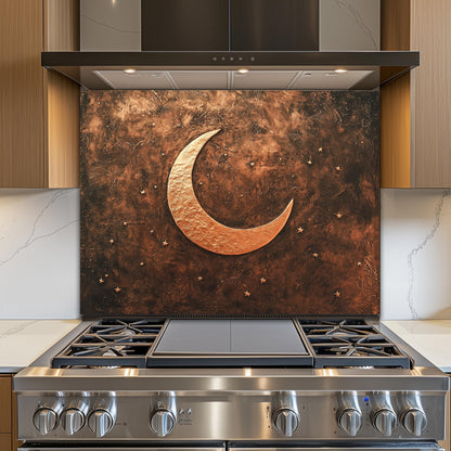 Copper Moon Tempered Glass Backsplash: Rustic Kitchen Decor
