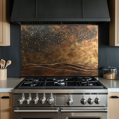 Starry Galaxy Tempered Glass Backsplash: Rustic Kitchen Decor