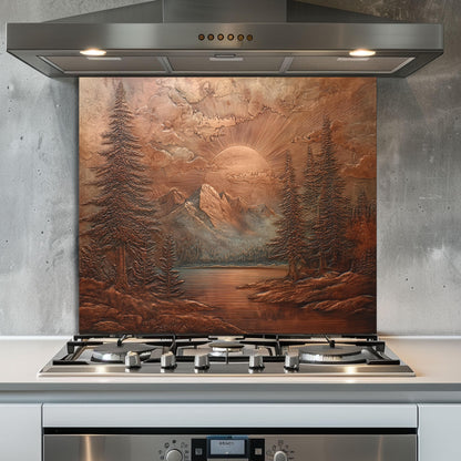 Mountain Landscape Kitchen Backsplash, UV Printed Tempered Glass Art, Custom Size Design