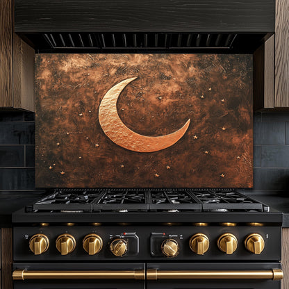 Copper Moon Tempered Glass Backsplash: Rustic Kitchen Decor