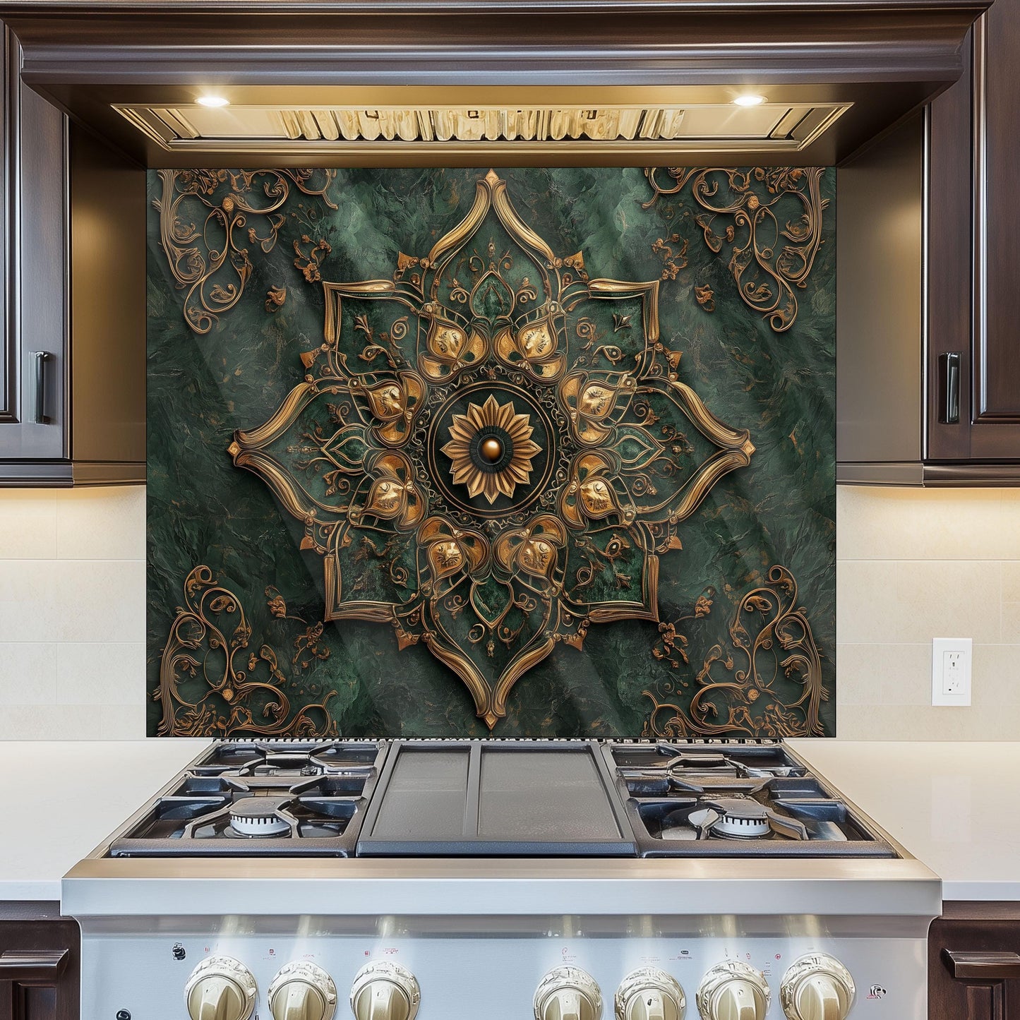 Moroccan Kitchen Splashback, Heat Resistant Tempered Glass Backsplash, Custom Size Design