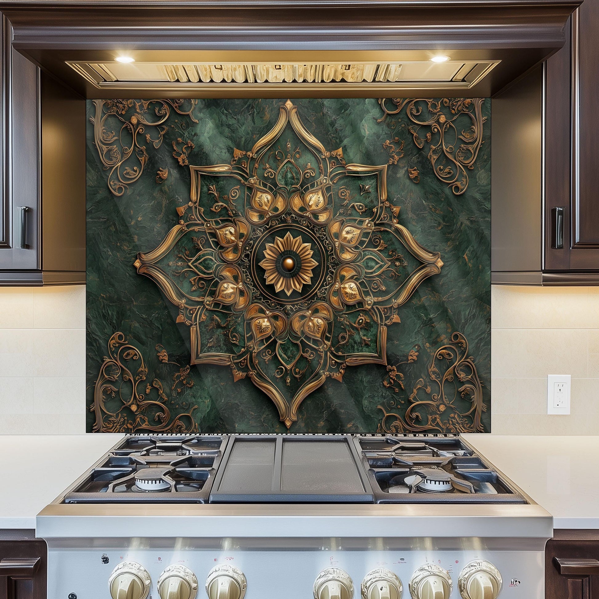 Moroccan Kitchen Splashback, Heat Resistant Tempered Glass Backsplash, Custom Size Design