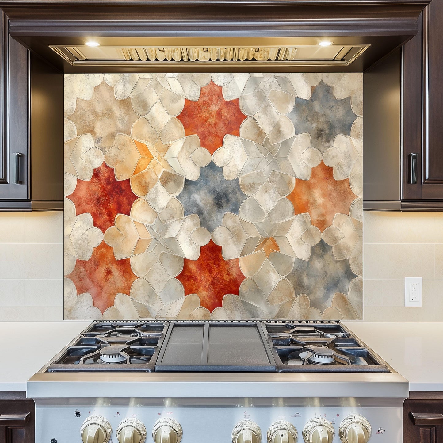 Moroccan Kitchen Splashback, Heat Resistant Tempered Glass Backsplash, Custom Size Design
