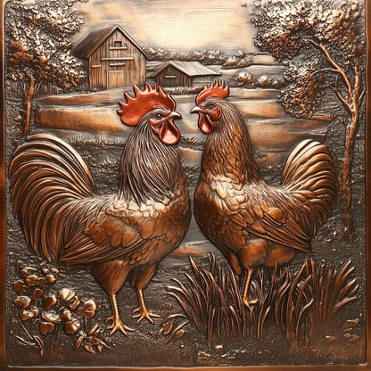 Roosters Tempered Glass Backsplash: Rustic Farmhouse Kitchen Decor