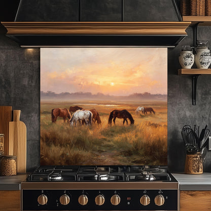 Horse Meadow Tempered Glass Backsplash – Farmhouse Kitchen Decor