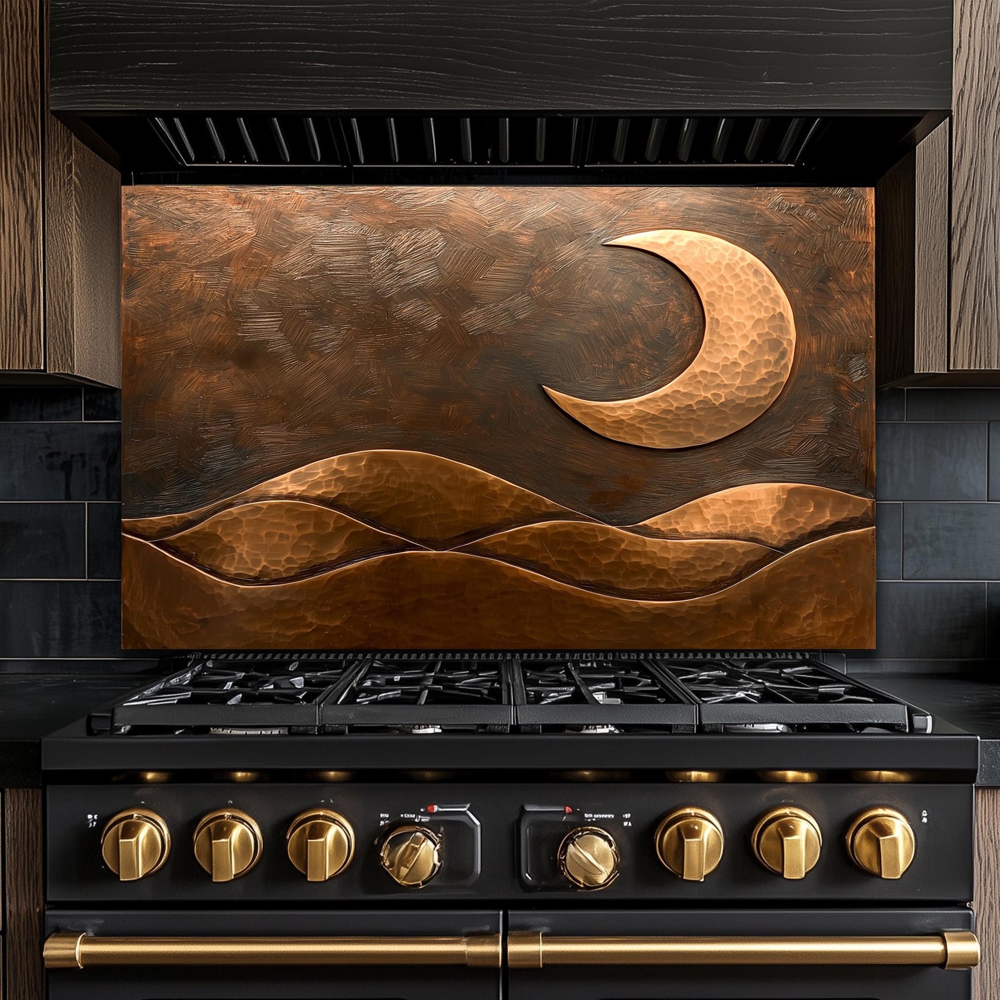 Copper Moon Tempered Glass Kitchen Backsplash: Rustic Stove Panel