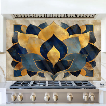 Moroccan Tempered Glass Stove Backsplash: Artistic Kitchen Splashback