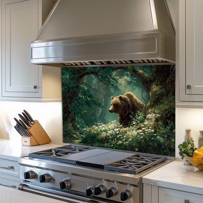Handcrafted Copper Bear Backsplash, Rustic Cabin Kitchen Decor