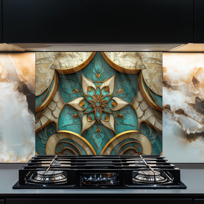 Moroccan Style Tempered Glass Kitchen Backsplash, Exotic Tile Mosaic Art, Custom Size Design