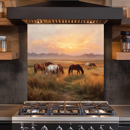 Horse Meadow Tempered Glass Backsplash – Farmhouse Kitchen Decor