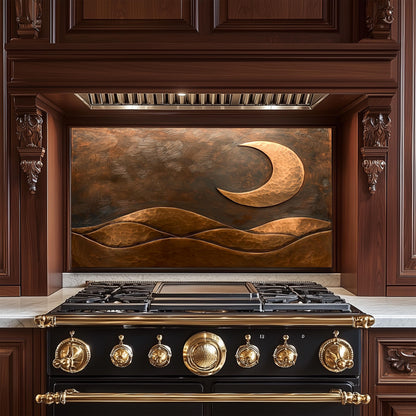 Copper Moon Tempered Glass Kitchen Backsplash: Rustic Stove Panel