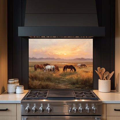 Horse Meadow Tempered Glass Backsplash – Farmhouse Kitchen Decor
