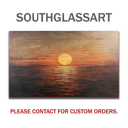 Sunset Ocean Glass Backsplash, Coastal Sea Landscape Stove Guard, Heat Resistant Easy Clean Art