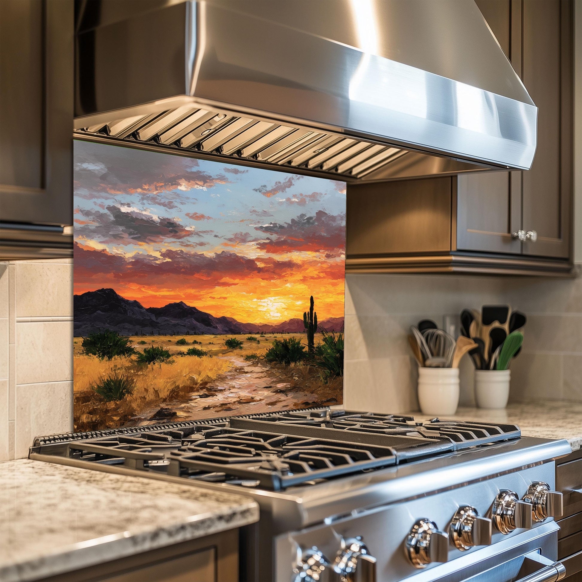 Golden Art Tempered Glass Kitchen Backsplash, Luxury UV Printed Wall Decor, Custom Size Design