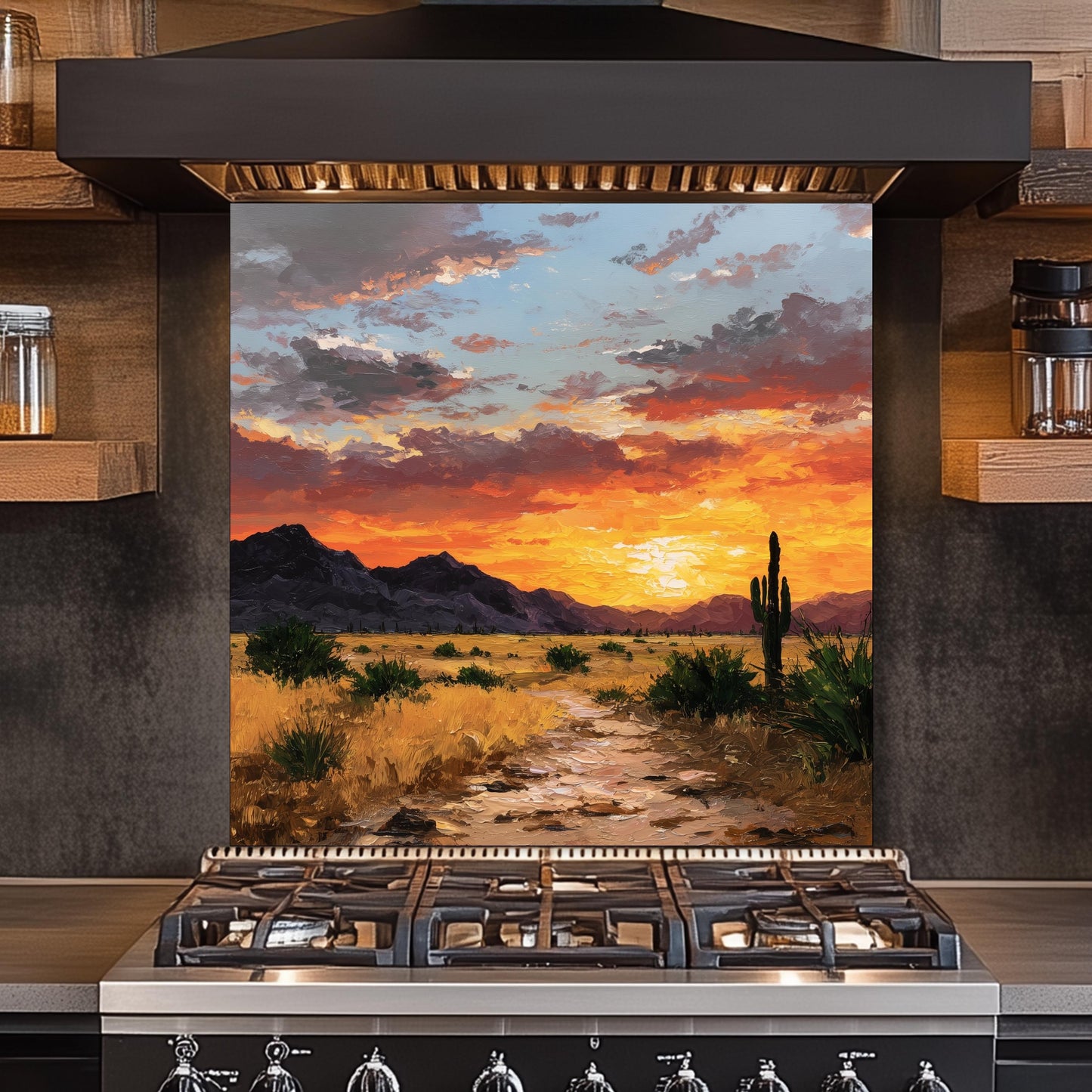 Golden Art Tempered Glass Kitchen Backsplash, Luxury UV Printed Wall Decor, Custom Size Design