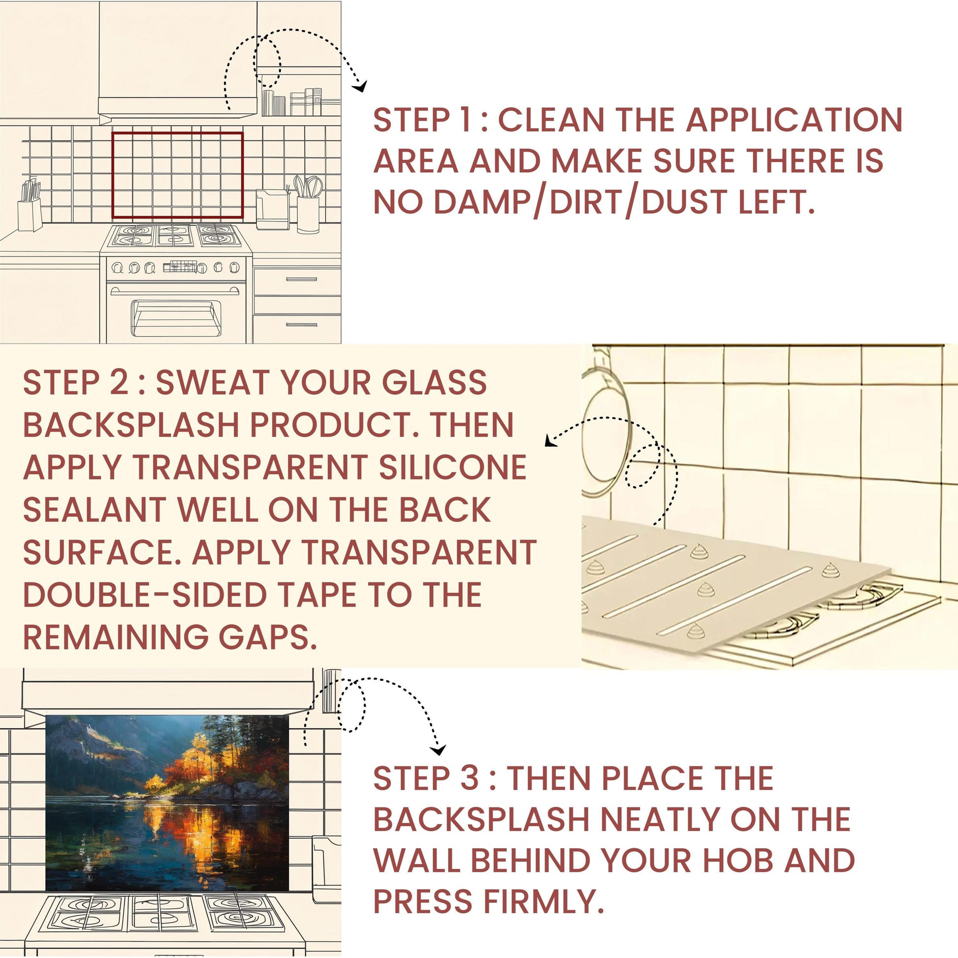 Autumn Lake Reflection Tempered Glass Backsplash - Colorful Forest Stove Panel