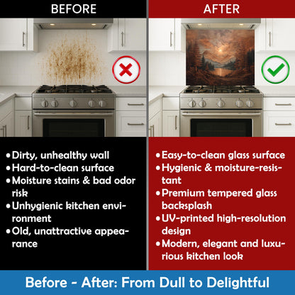 Tree of Life Tempered Glass Kitchen Panel, Mosaic Splashback, Heat Resistant Backsplash