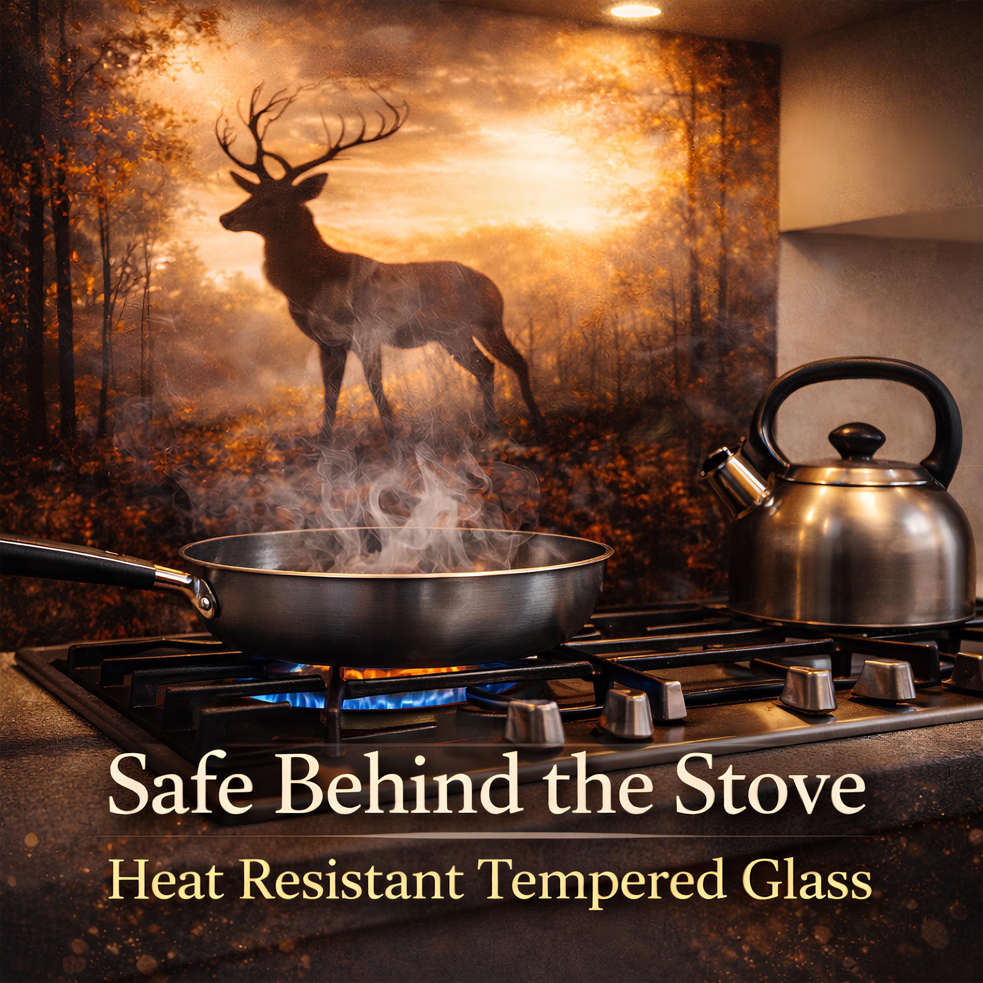 Orange Butterfly Glass Backsplash, Kitchen Wall Panel, Tempered Glass Art, Modern Nature Decor