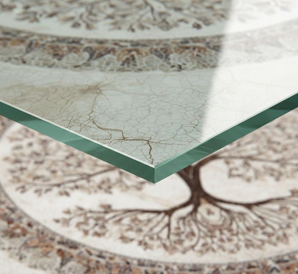 Glass Backsplash for Kitchen, Heat Resistant Tempered Panel, Autumn Tree Mosaic Medallion Art