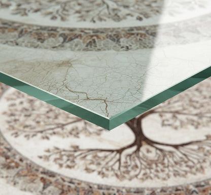 Glass Backsplash for Kitchen, Heat Resistant Tempered Panel, Autumn Tree Mosaic Medallion Art