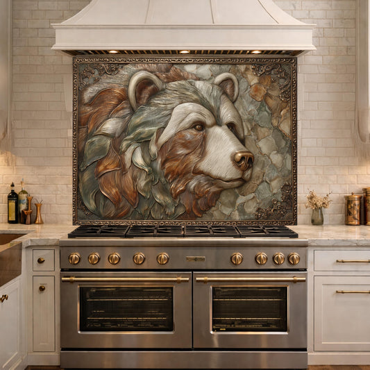 Mountain Peak Tempered Glass Backsplash, Copper Look Snowy Alpine Wall Panel, Custom Size