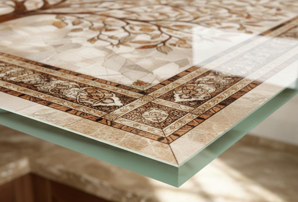 Glass Backsplash for Kitchen, Easy Clean Tempered Glass Panel, Palace Tree of Life Mosaic