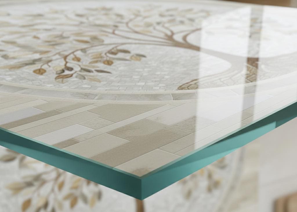 Glass Backsplash for Kitchen, Easy Clean Tempered Glass Panel, Tree of Life Marble Mosaic