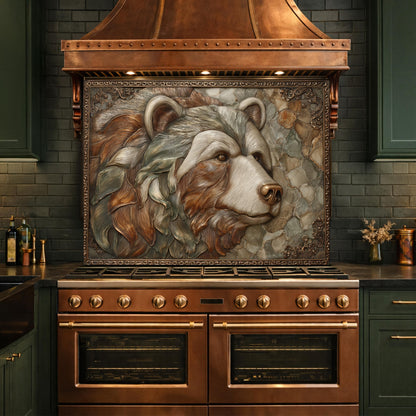 Mountain Peak Tempered Glass Backsplash, Copper Look Snowy Alpine Wall Panel, Custom Size
