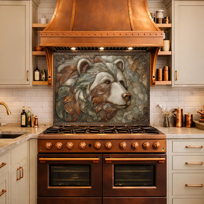 Mountain Peak Tempered Glass Backsplash, Copper Look Snowy Alpine Wall Panel, Custom Size