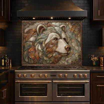 Mountain Peak Tempered Glass Backsplash, Copper Look Snowy Alpine Wall Panel, Custom Size