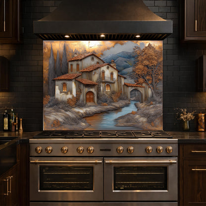 Tuscan Villa Glass Backsplash Rustic Mediterranean Kitchen Wall Panel Decor
