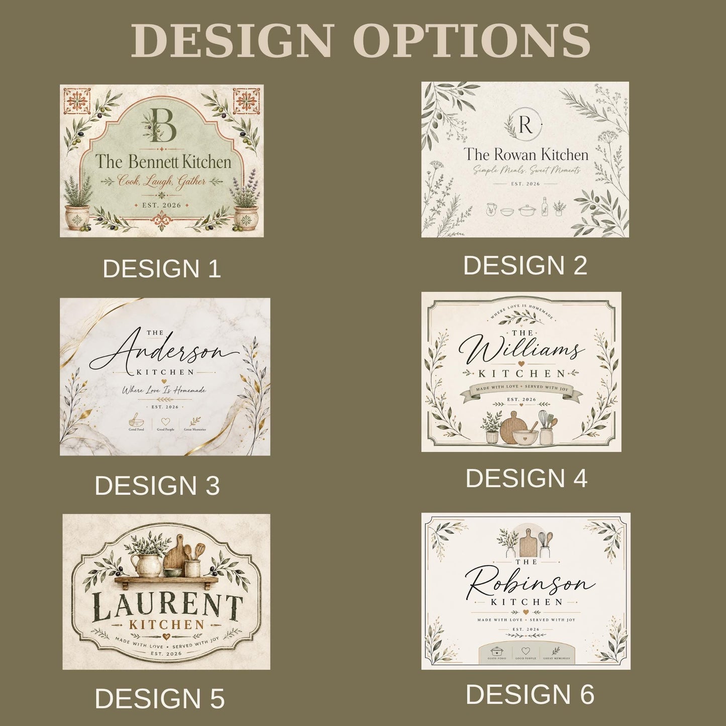 Personalized Farmhouse Kitchen Backsplash, Custom Family Name Glass Panel, Olive Branch Kitchen Sign Decor