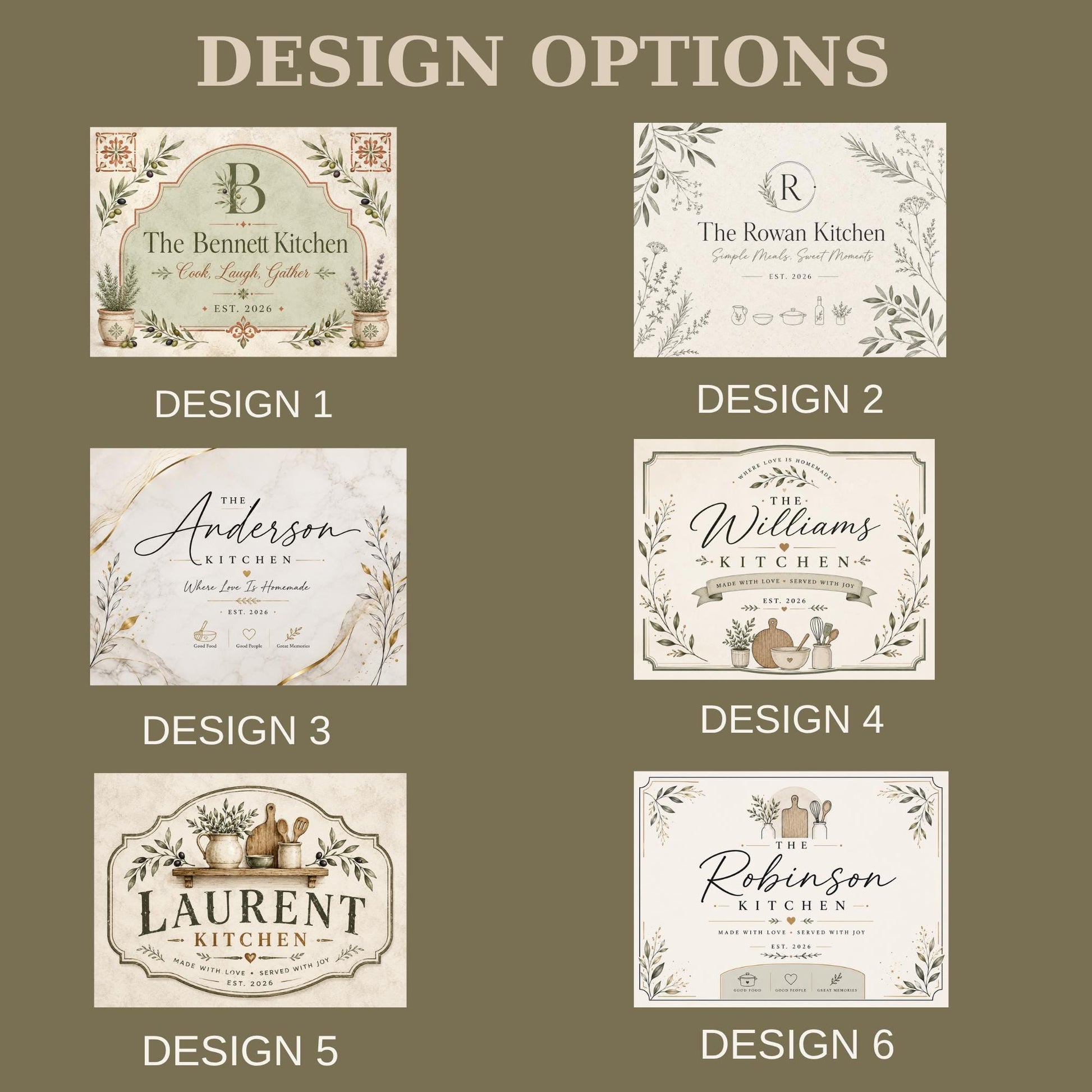 Personalized Farmhouse Kitchen Backsplash, Custom Family Name Glass Panel, Olive Branch Kitchen Sign Decor